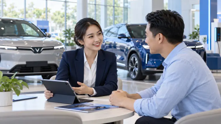 Khách hàng trao đổi với tư vấn viên — ảnh minh hoạ