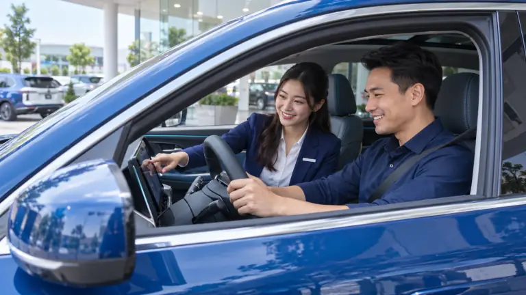 Khách hàng trải nghiệm vị trí lái — ảnh minh hoạ